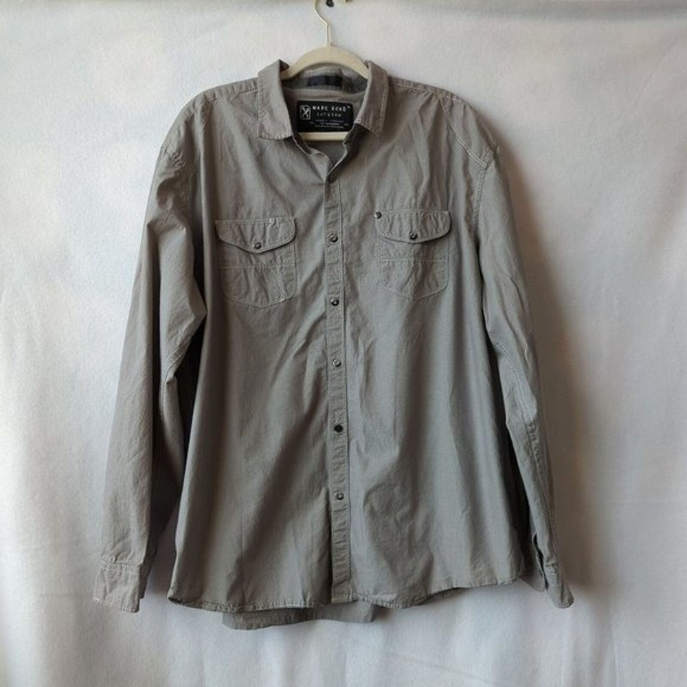 Marc Ecko Mens Shirt Gray Long Sleeve Snap Size‎ 2X